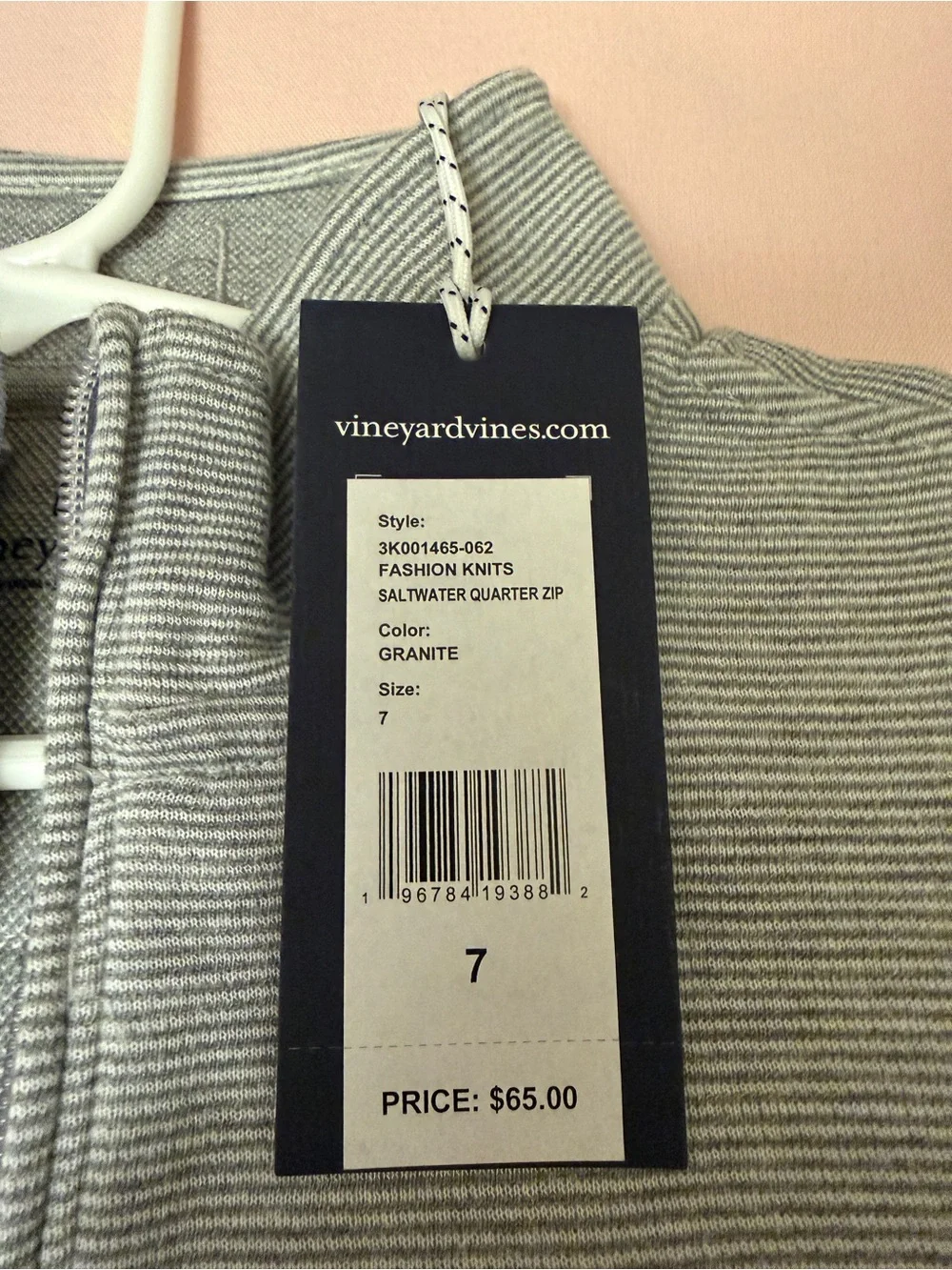 Vineyard Vines Boys Light Gray Quarter-Zip Sweater